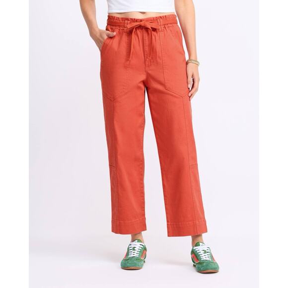 Democracy Skyrise Relaxed Straight Leg Pant With Belt Size 10P In Red $79 - Picture 1 of 4